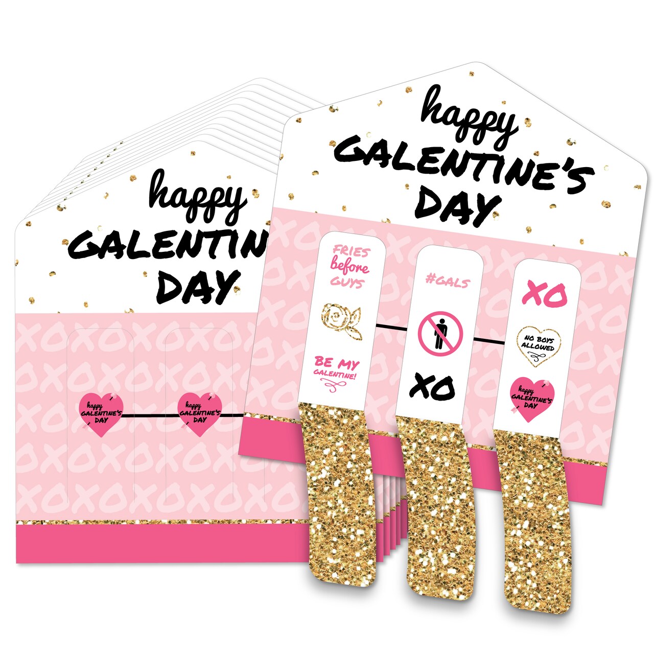 Big Dot of Happiness Be My Galentine - Galentine's & Valentine's Day Party Game Pickle Cards - Pull Tabs 3-in-a-Row - Set of 12